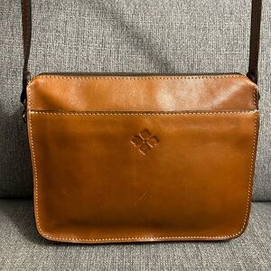 Patricia Nash brown leather rectangular crossbody bag